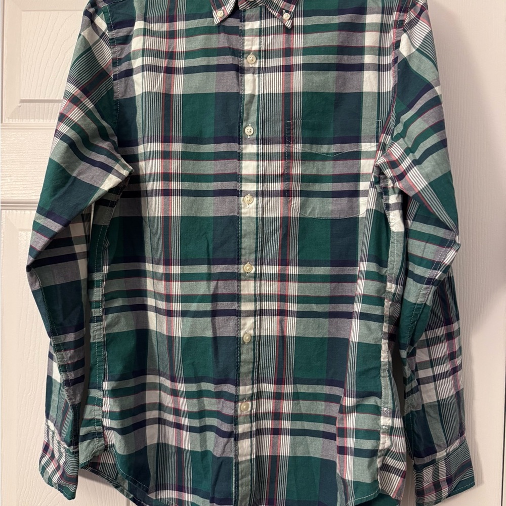 I. Crew Mens Plaid Button Down Shirt - Green and Blue